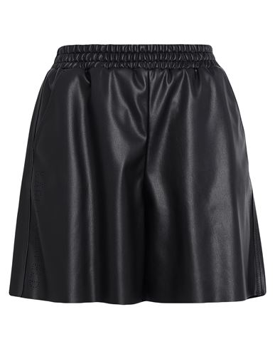 Karl Lagerfeld Perforated Faux Leather Shorts Woman Shorts & Bermuda Shorts Black Size 4 Polyester, Polyurethane coated