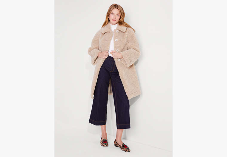 Kate Spade Faux Shearling Coat, Atlantic Sand - Large