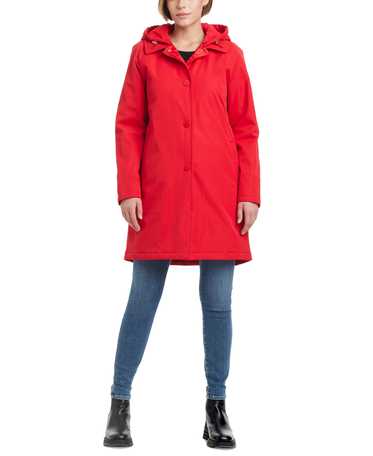 Kate Spade New York Women's Hooded A-Line Raincoat - Garnet Red