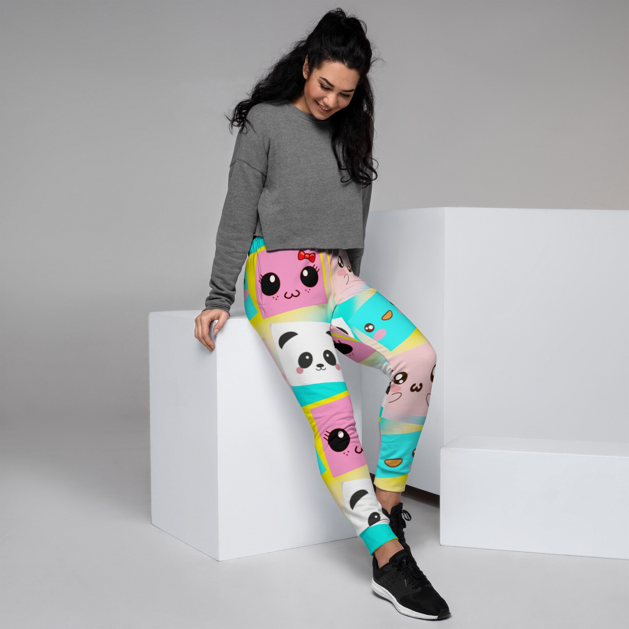 Kawaii Women's Recycled Joggers/Eco Panda Pig Kitty Cute Pastel