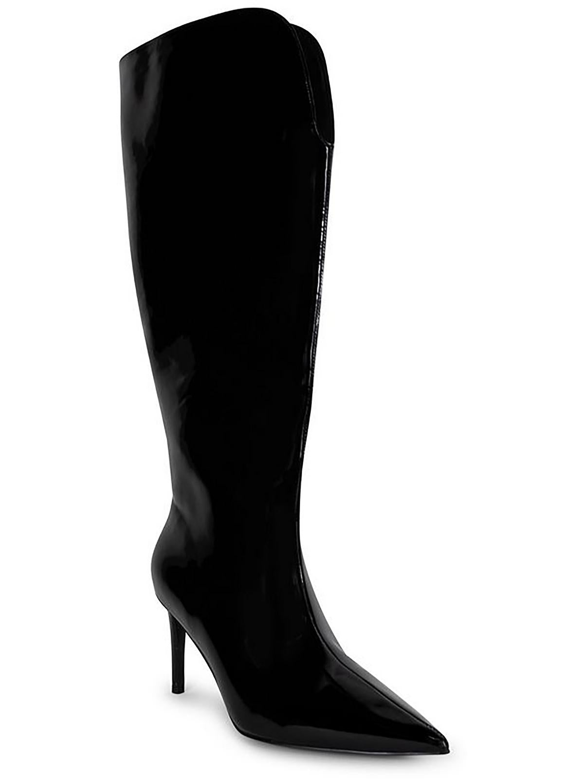 Kay Womens Patent Leather Extra Wide Calf Knee-High Boots