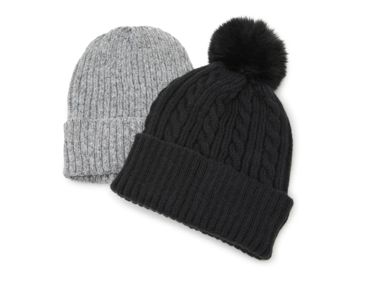 Kelly & Katie Cable Knit Beanie Set 2 Pack | Women's | Black/Grey | Size One Size | Hats | Beanie