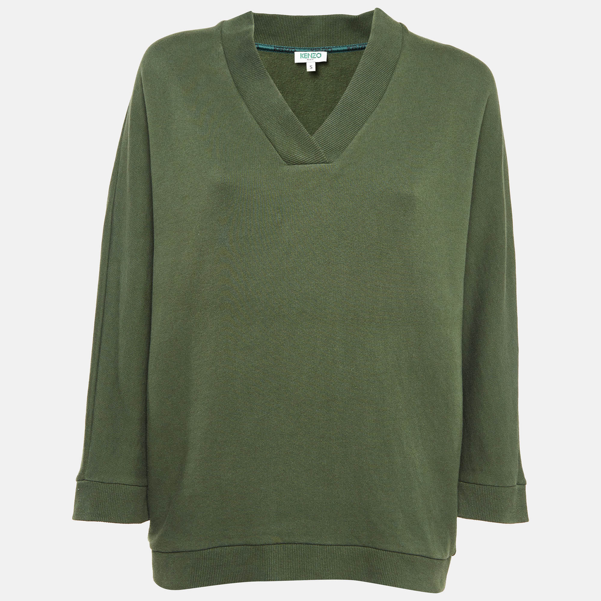 Kenzo Green Cotton Knit Printed Sweatshirt S