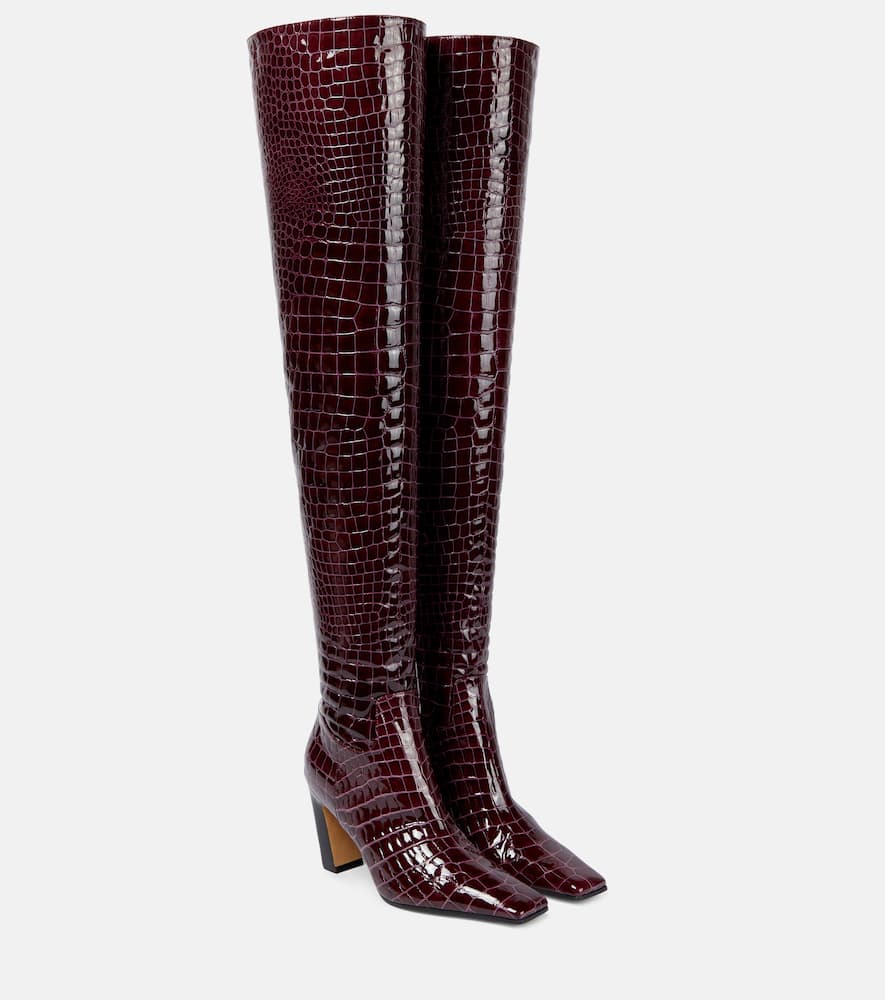 Khaite Snake-effect leather knee-high boots