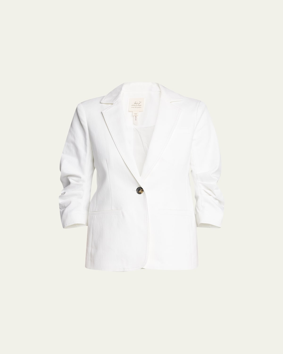 Khloe 3/4-Sleeve White Denim Blazer