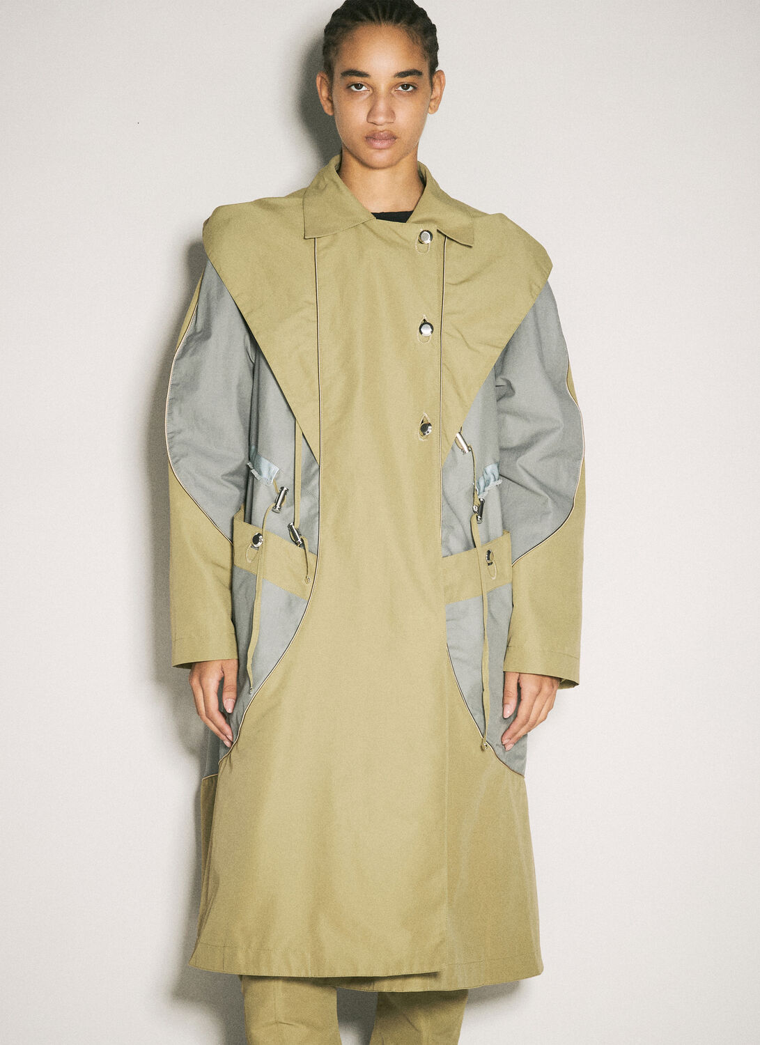 Kiko Kostadinov Herne Hooded Trench Coat - Woman Coats Khaki Fr - 36