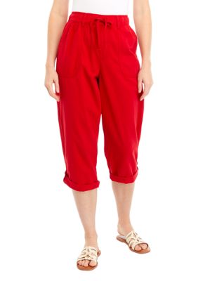 Kim Rogers Women's Sheeting Cropped Pants, Red, Small