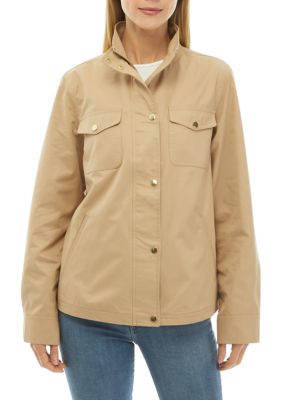 Kim Rogers Women's Solid Cropped Anorak Jacket, Tan, Small