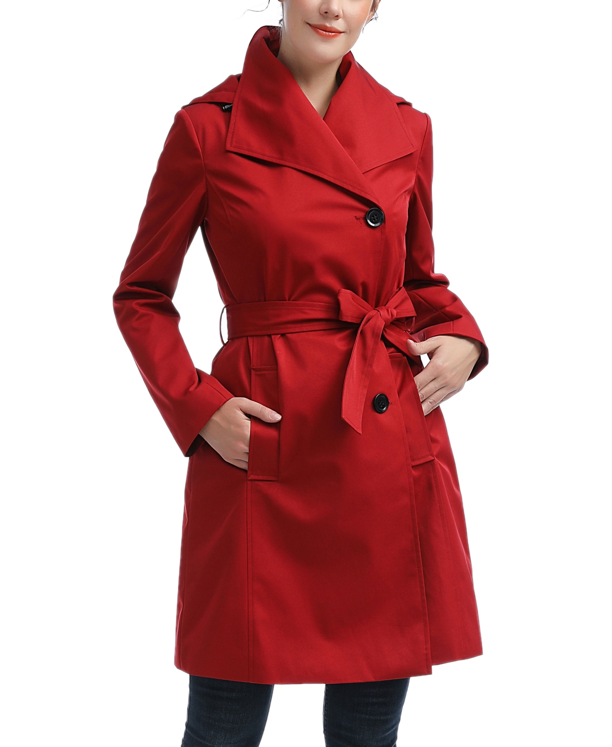 Kimi + Kai Women's Elsa Water-Resistant Hooded Trench Coat - Red