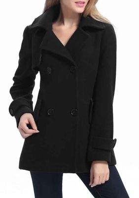 Kimi & Kai Women's Anne Wool Pea Coat, Black, X-Large