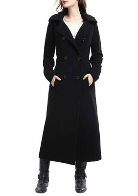 Kimi & Kai Women's Long Hooded Wool Walking Coat, Black, Large