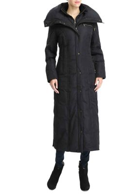 Kimi & Kai Women's Waterproof Long Hooded Puffer Down Coat, Black, Large