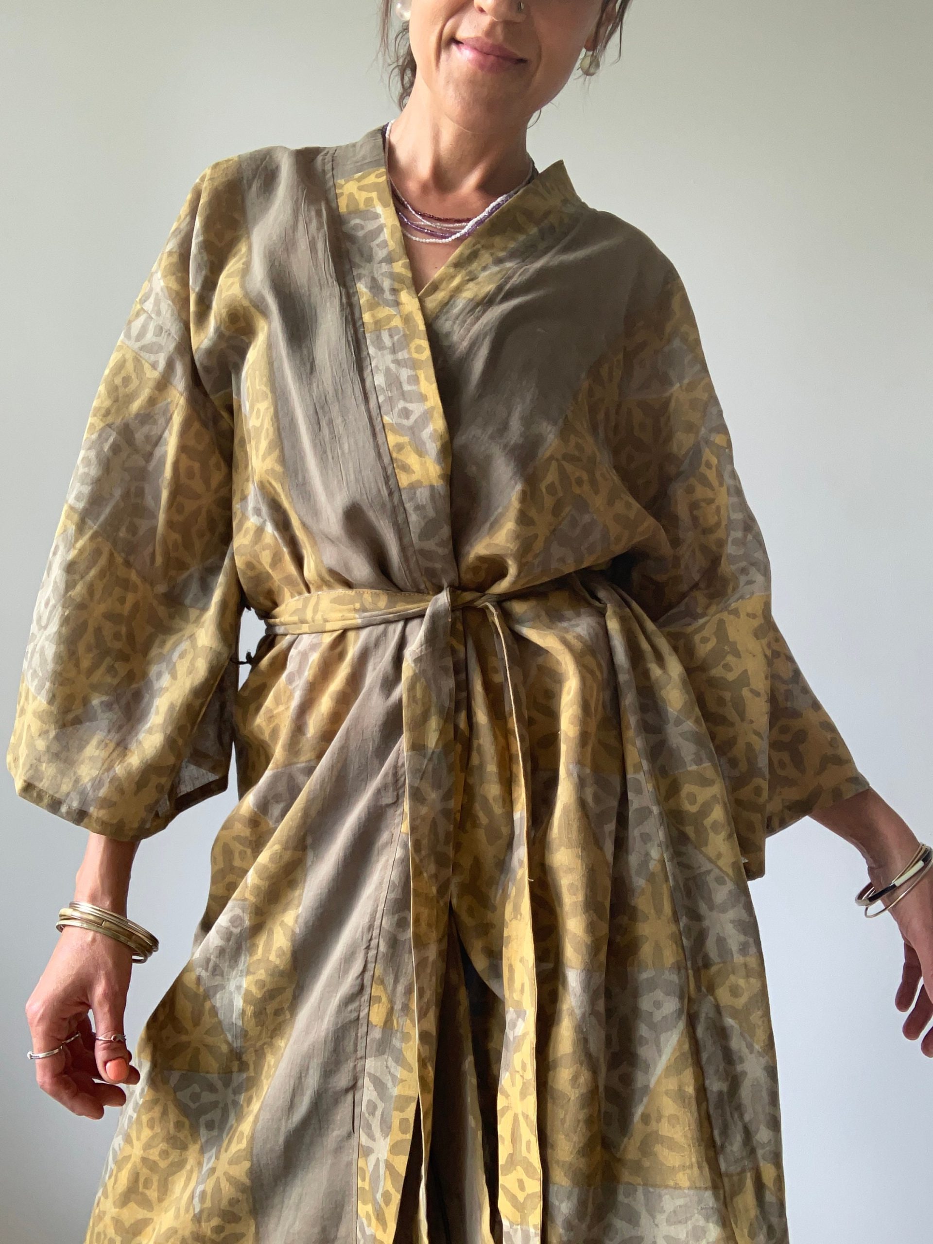 Kimono Coat For He Beach Boho House Robe Free Size Cardigan Wrap Tie Everyday Over Loungewear All Lightweight Morning Gown