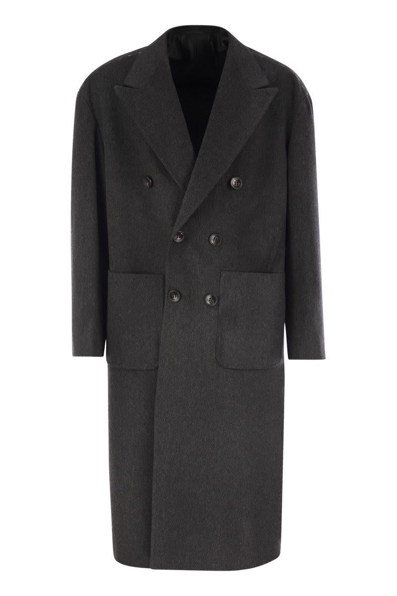 Kiton Double-Breasted Coat In Virgin Wool