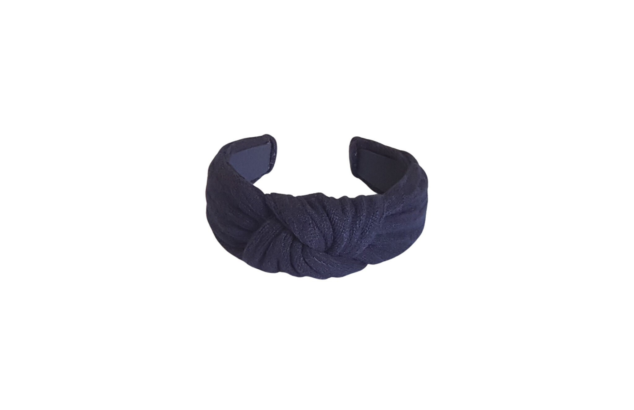 Knotted Headband For Women, Navy Cable Sweater Knit Top Knot Hairband