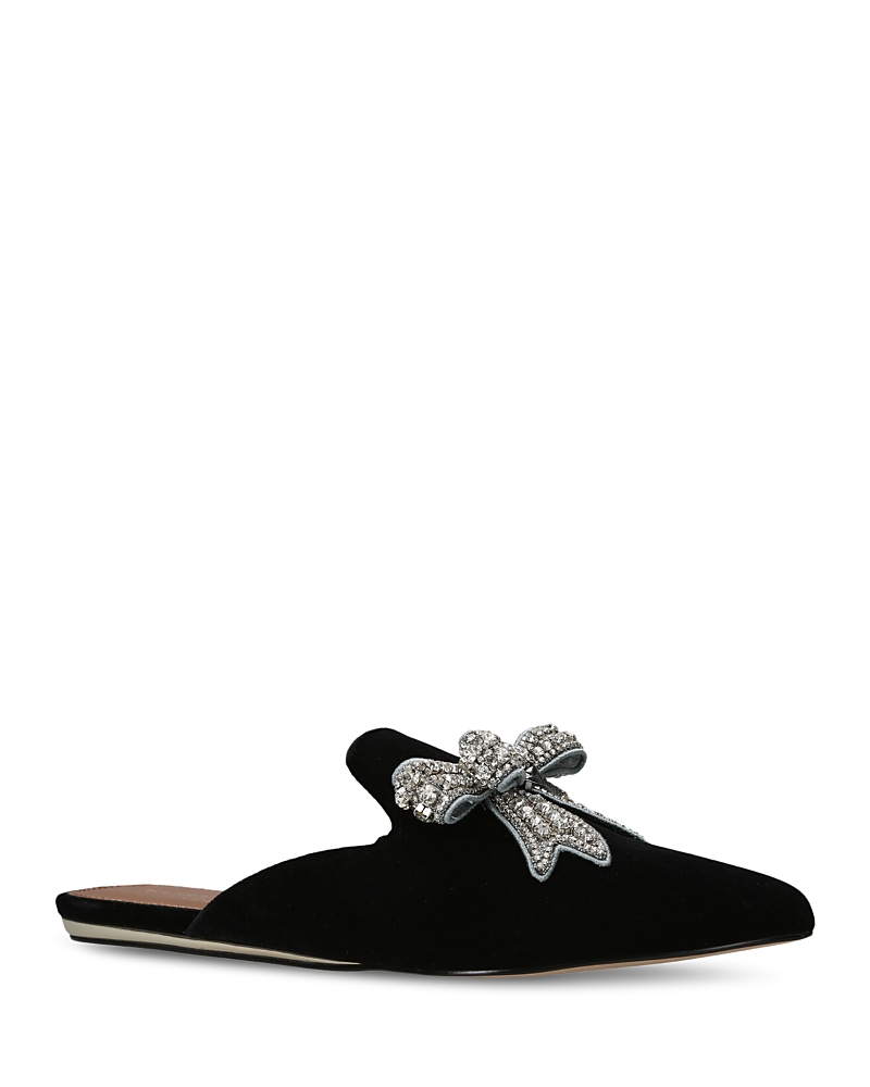 Kurt Geiger London Women's Olive Embellished Bow Velvet Mules