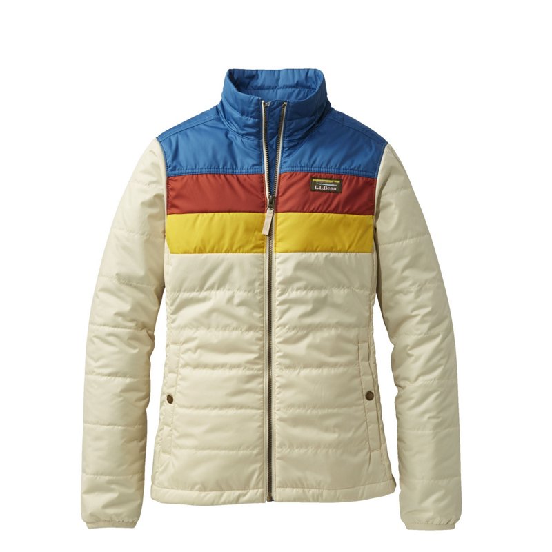 L.L.Bean Women's Mountain Classic Colorblock Puffer Jacket Marine Blue/Natural, Medium - Women's Ski Outerwear at Academy Sports