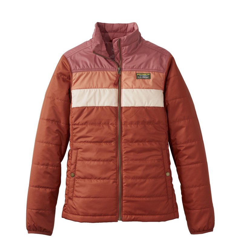 L.L.Bean Women's Mountain Classic Colorblock Puffer Jacket Orange/Red, Small - Women's Ski Outerwear at Academy Sports