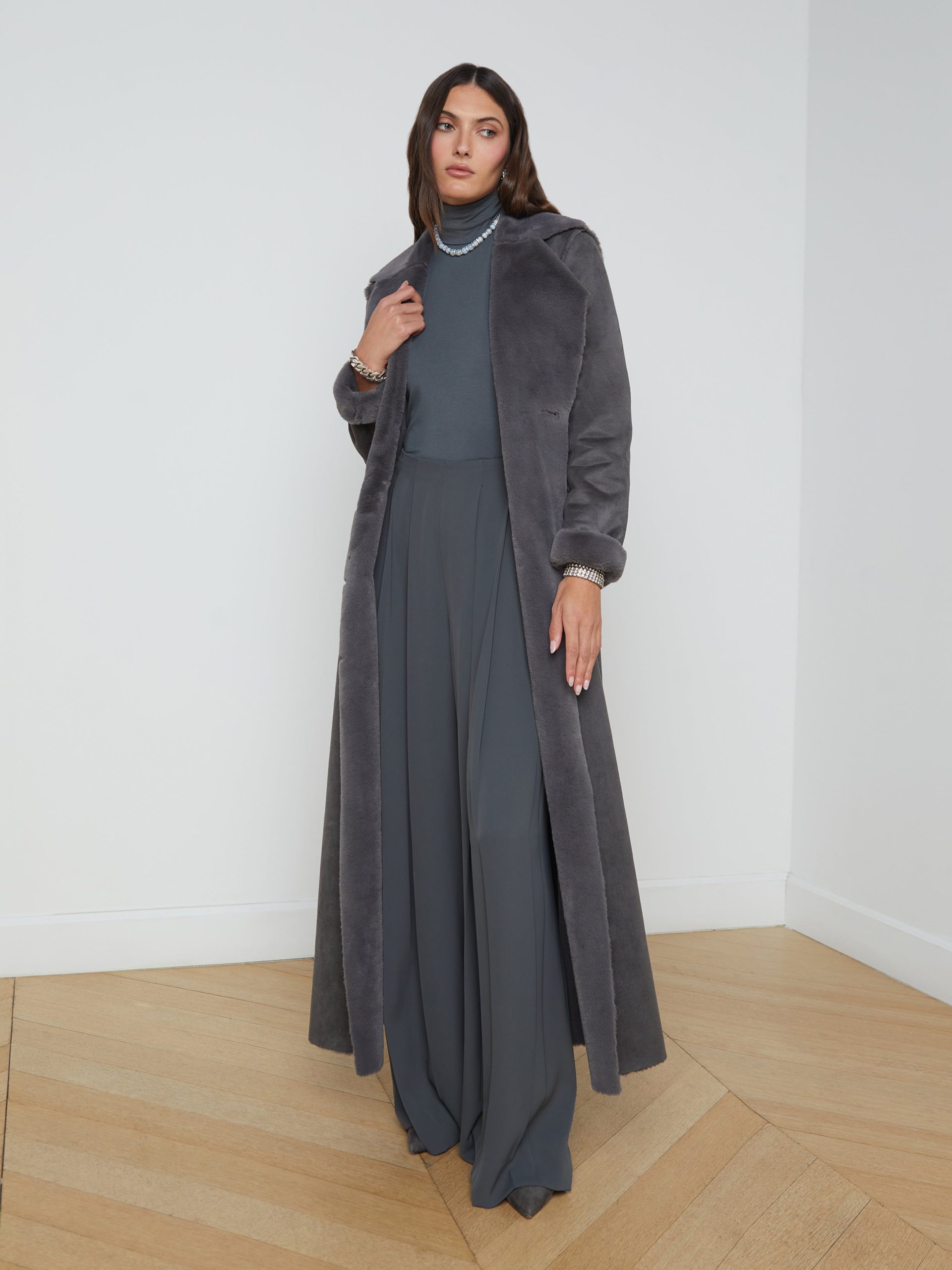 L'AGENCE Citron Maxi Coat In Dark Grey