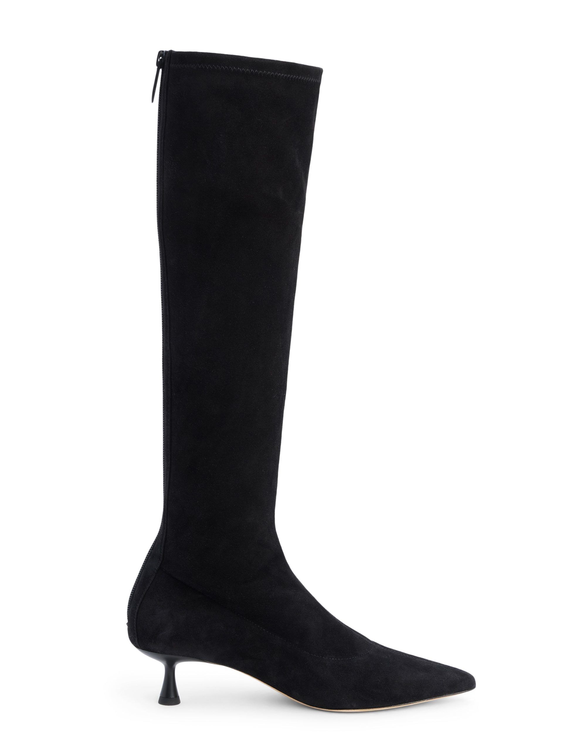 L'AGENCE Emilie Suede Kitten-Heel Boot In Black Suede