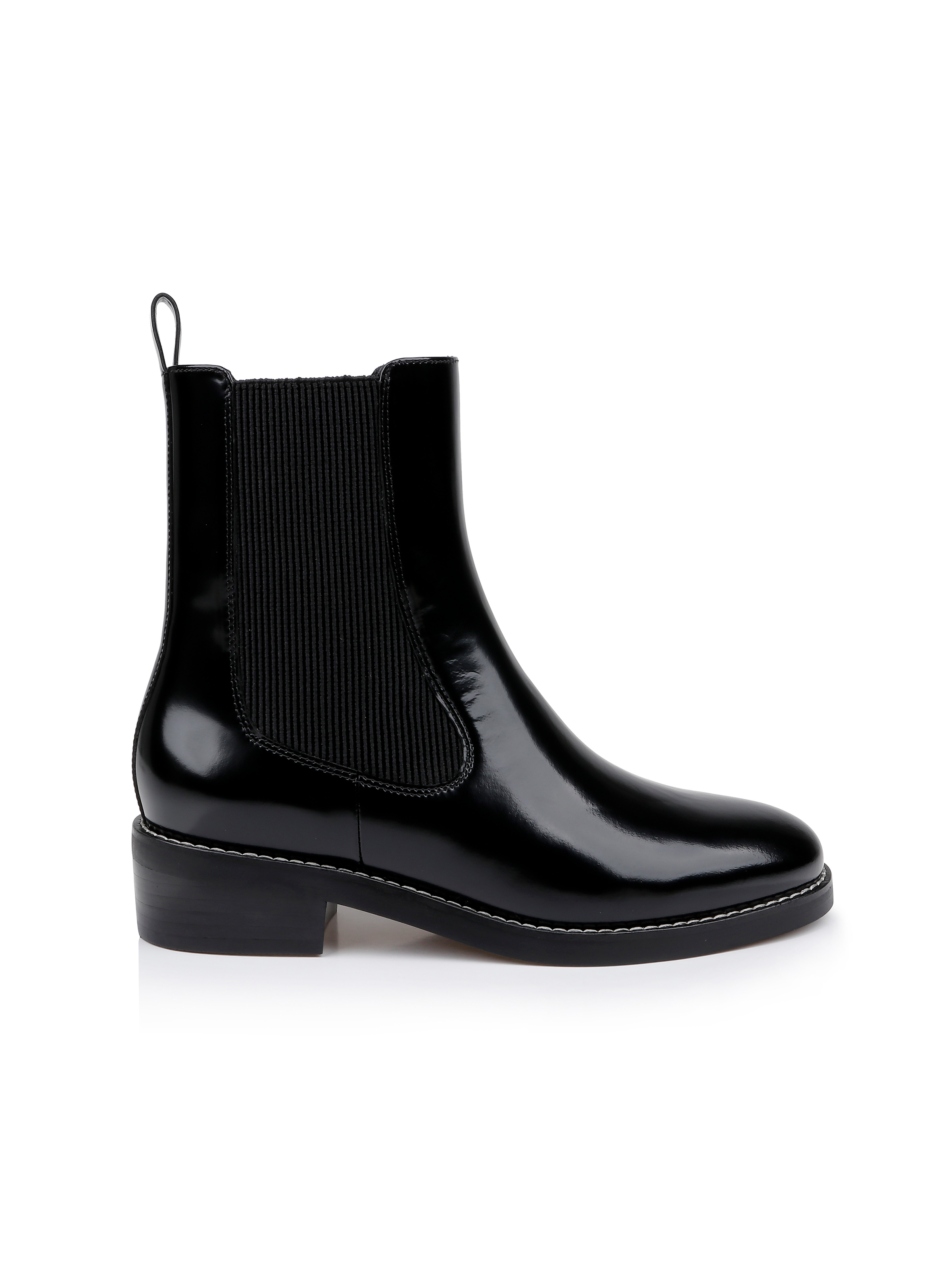 L'AGENCE Emma Leather Chelsea Boot In Black Leather