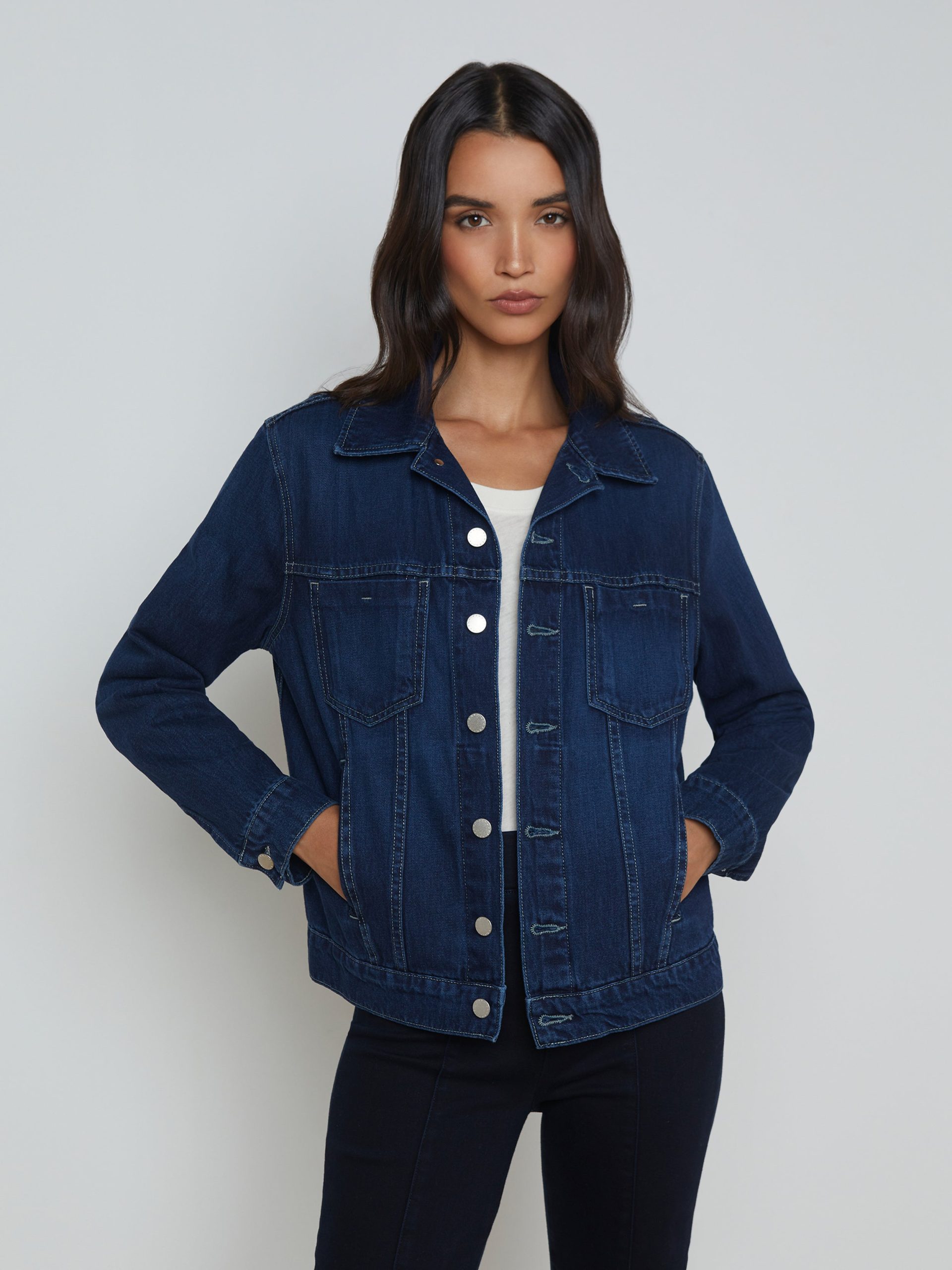 L'AGENCE Mack Oversized Denim Jacket In Harlan