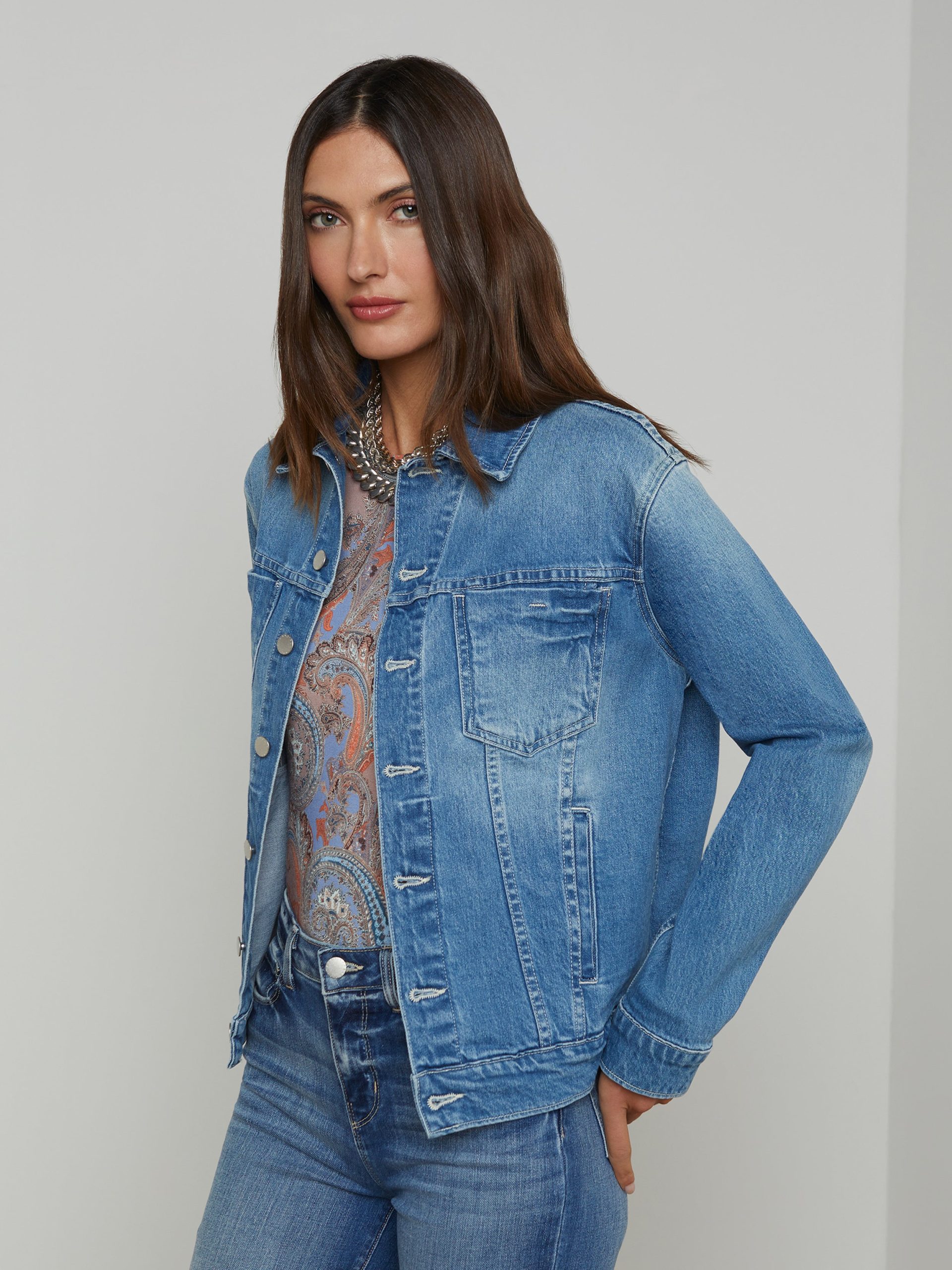 L'AGENCE Mack Oversized Denim Jacket In Vista