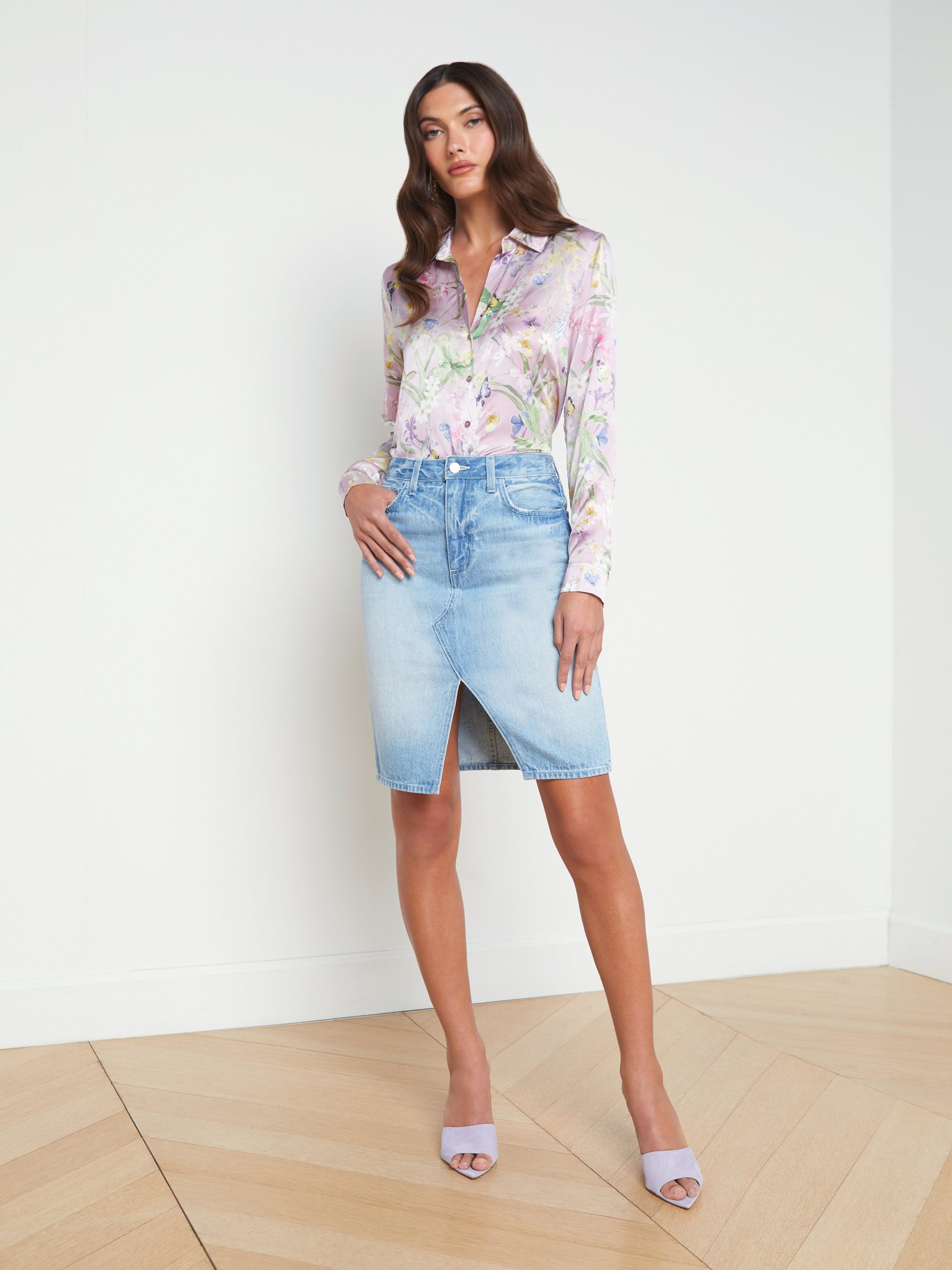 L'AGENCE Tylee Denim Skirt In Palisade