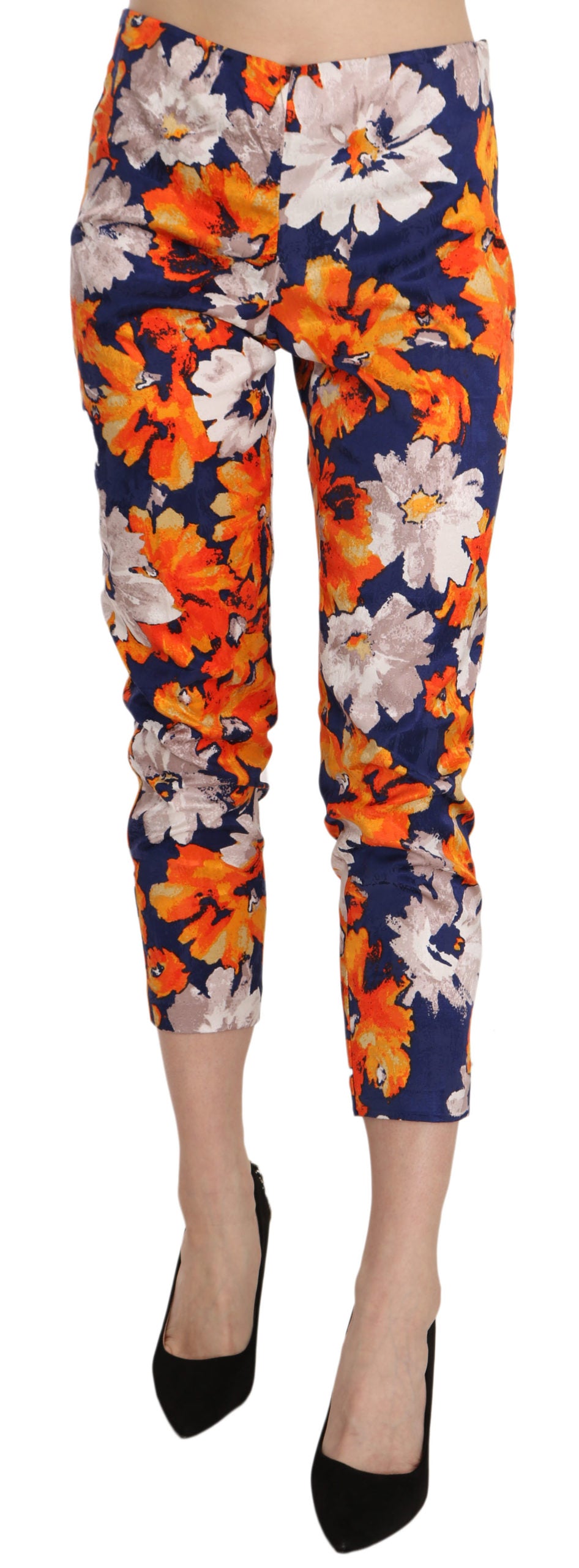 LANACAPRINA Floral Print Skinny Slim Fit Trousers Women's Pants