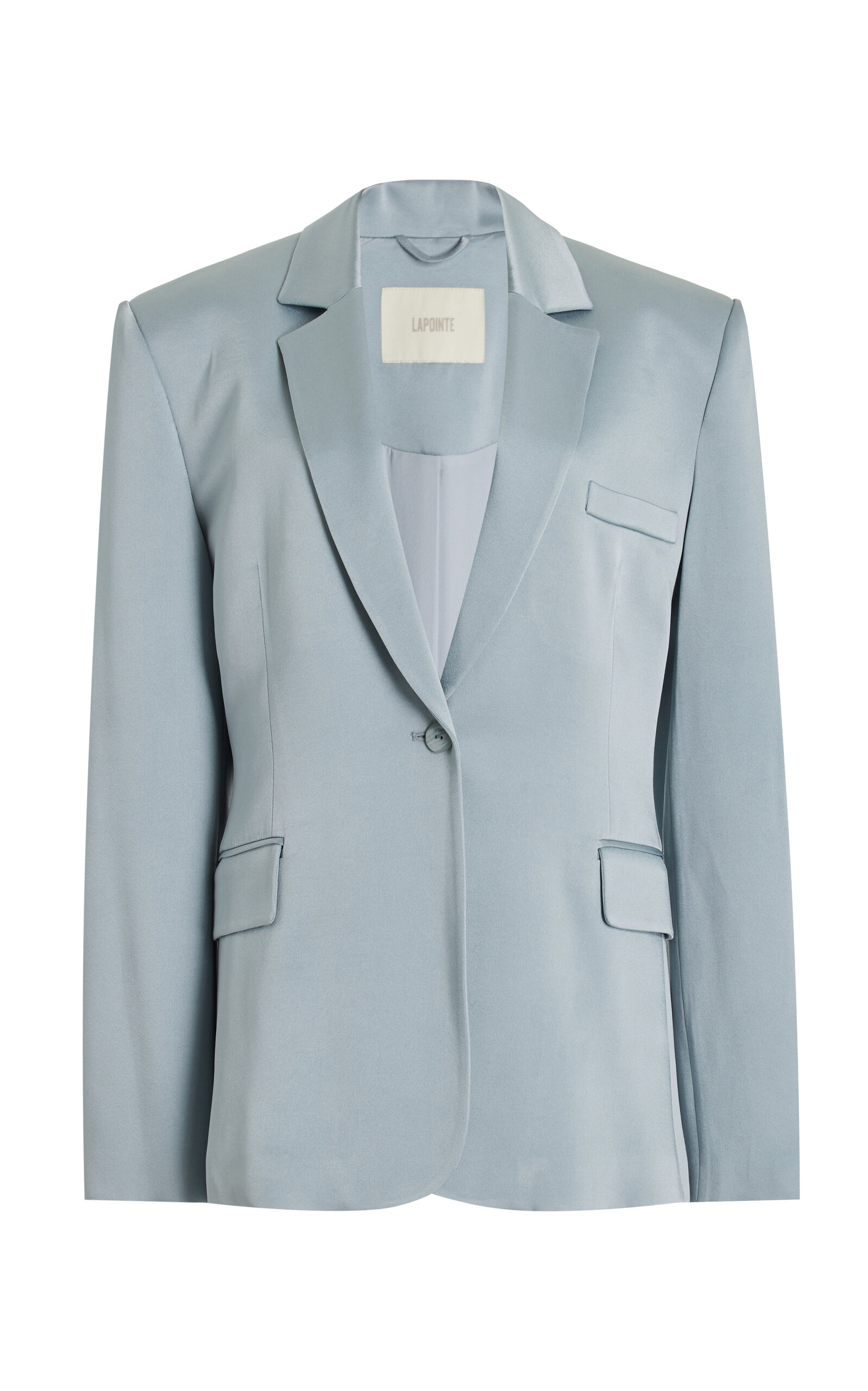 LAPOINTE - Broad-Shoulder Satin Blazer - Blue - US 10 - Moda Operandi