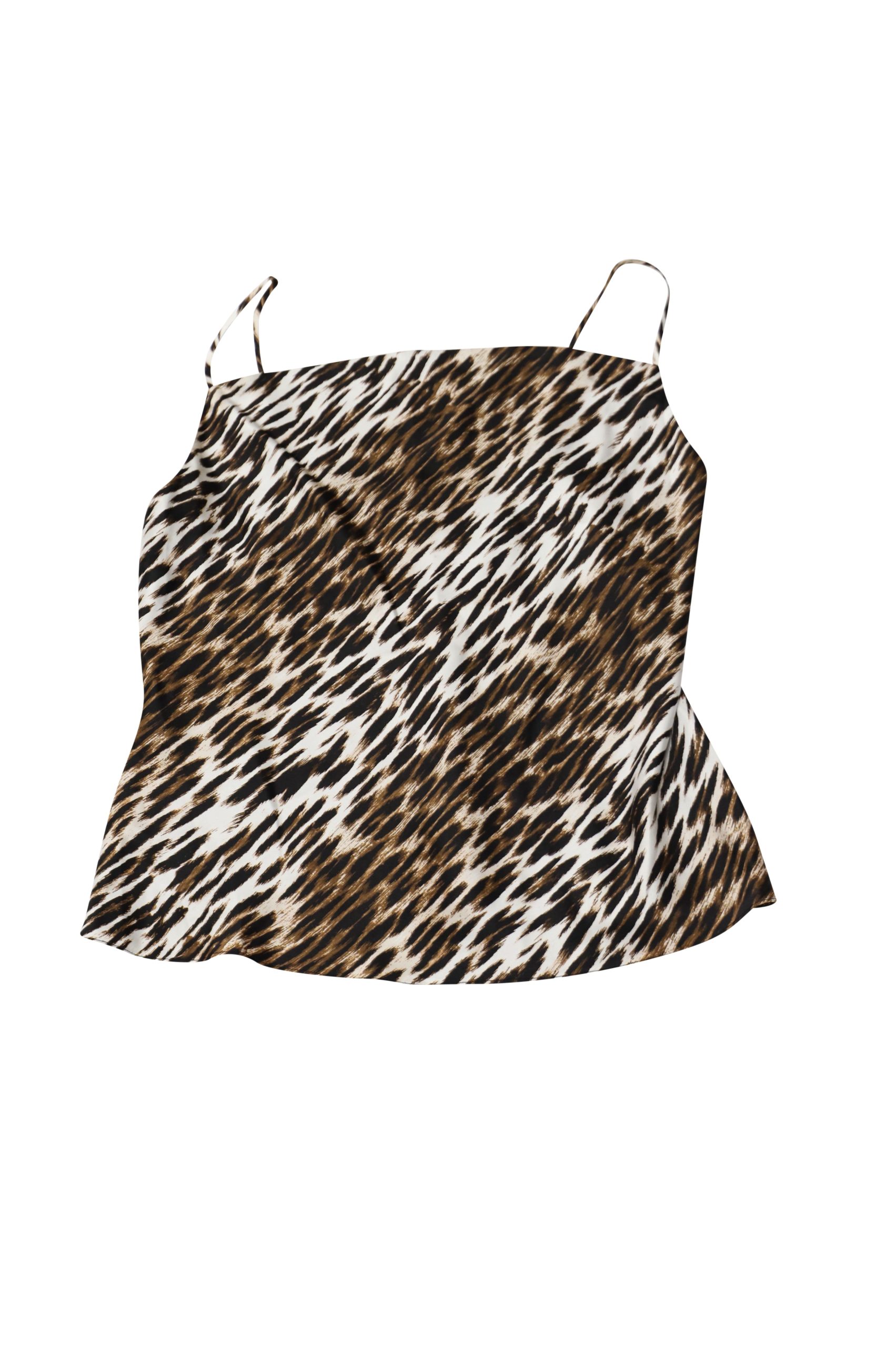 L'Agence Kay Cowl Neck Camisole in Animal Print Silk