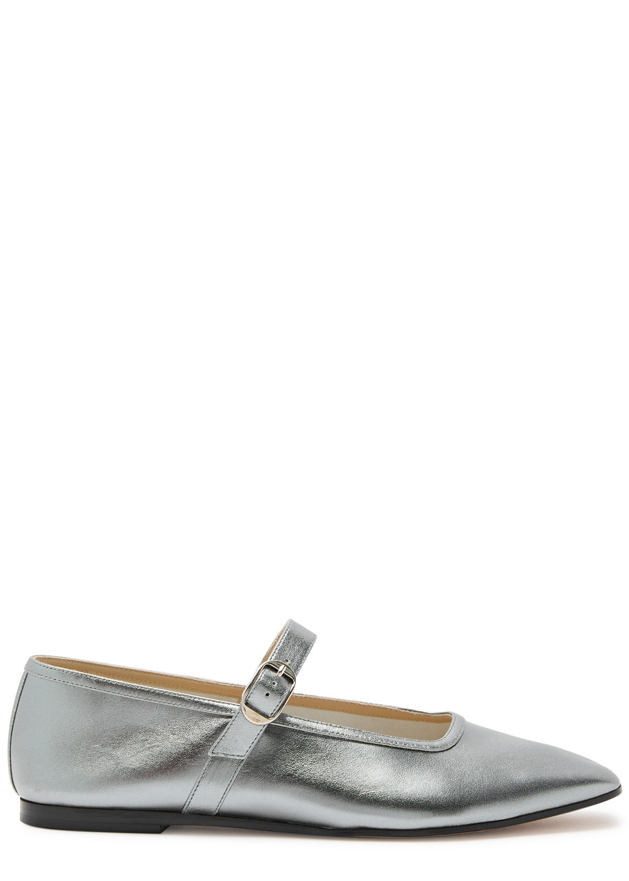 LE Monde Beryl Mary Jane Metallic Leather Ballet Flats - Silver - 40 (IT40 / UK7)