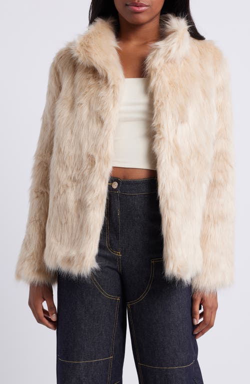 LIONESS Bada Bing Open Front Faux Fur Coat in Beige at Nordstrom, Size X-Large