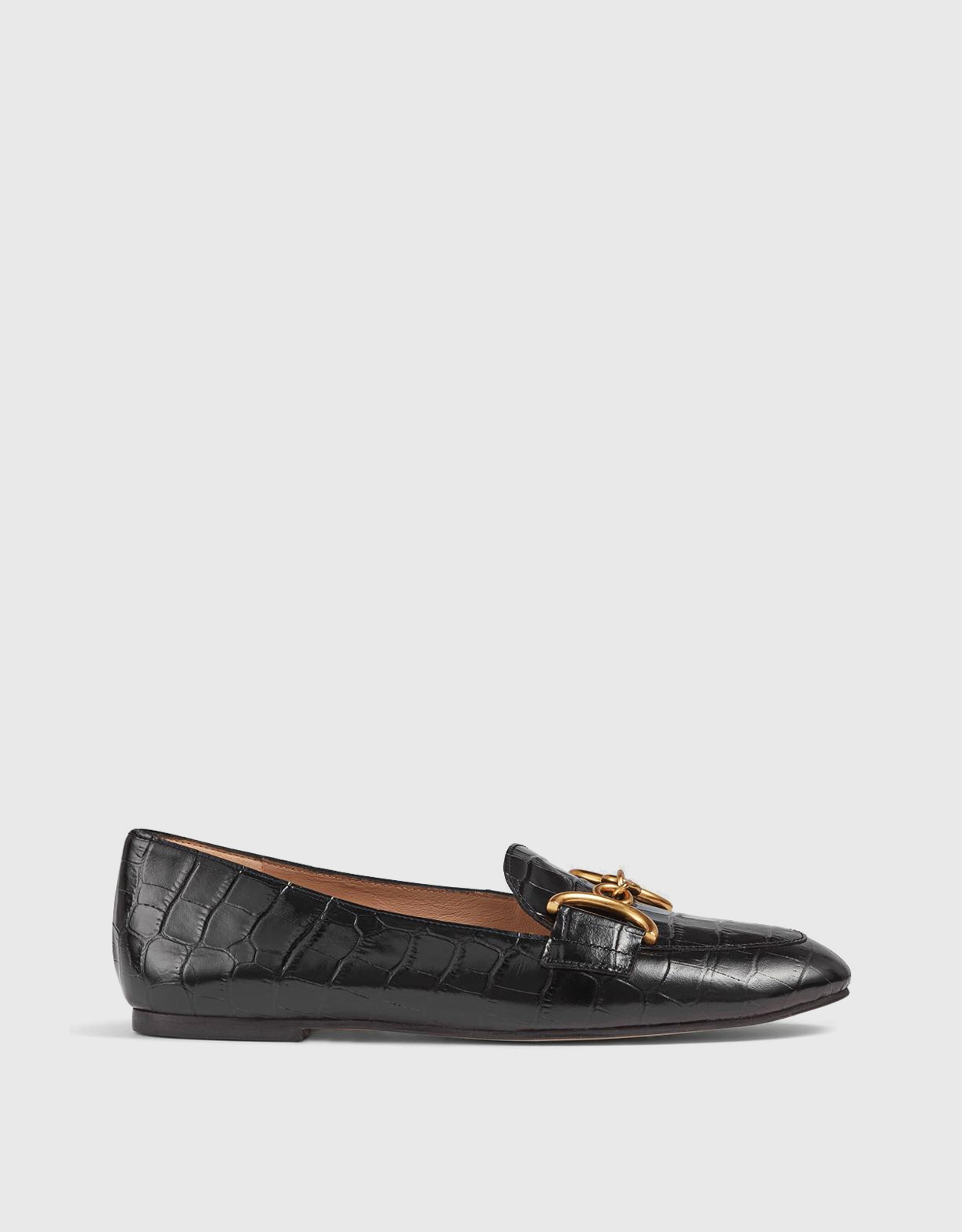 LK Bennett Daphne Black Croc-Effect Leather Loafers - 35