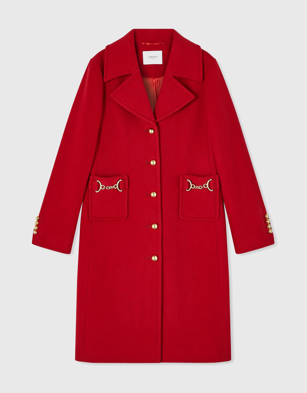 LK Bennett Spencer Recycled Wool Blend Coat-Red - 6