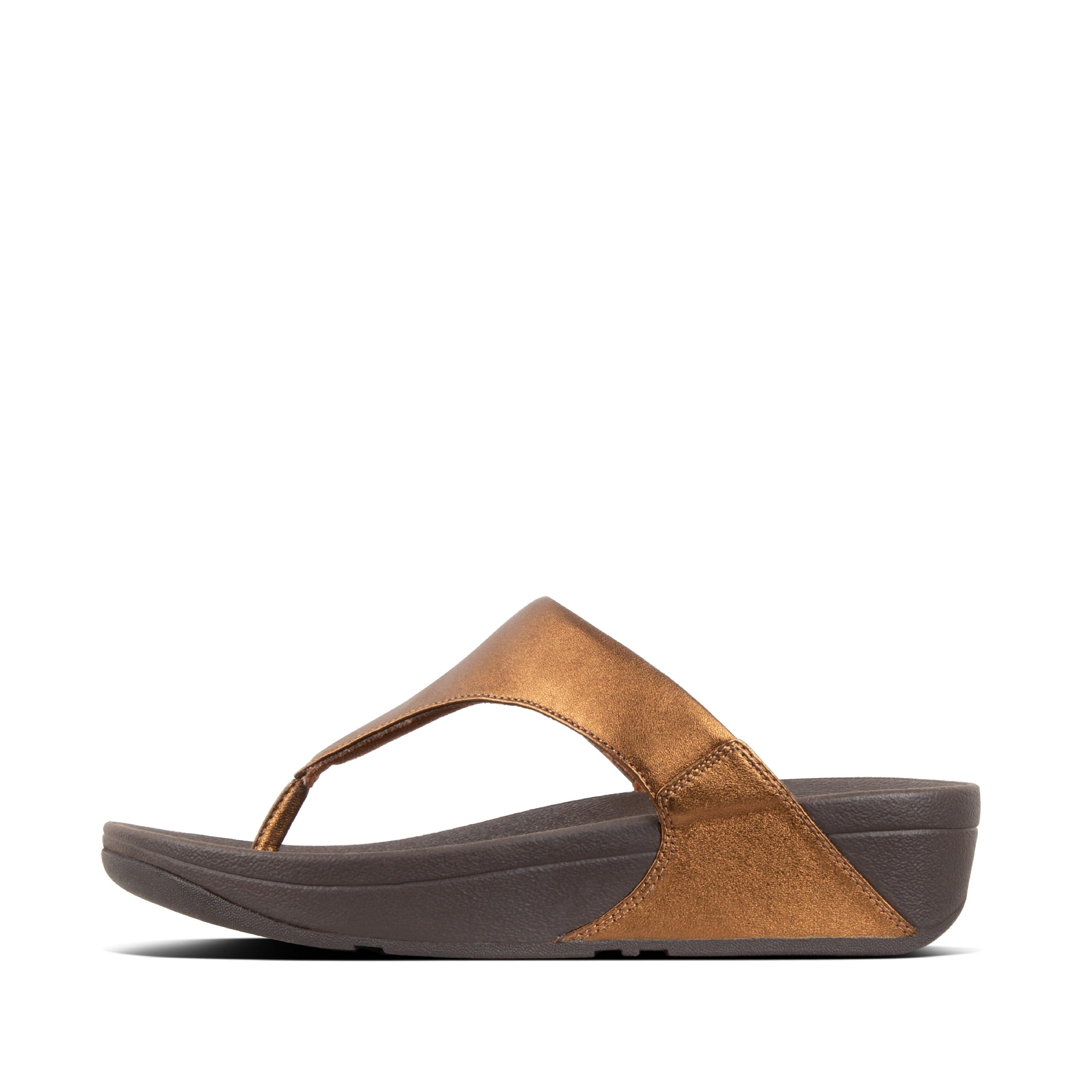 LULU Metallic Leather Toe-Post Sandals, Markdown