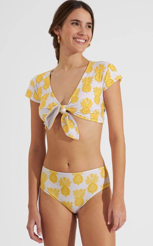 La DoubleJ Bardot Top Pineapple Sunflower White at Nordstrom, Size X-Small