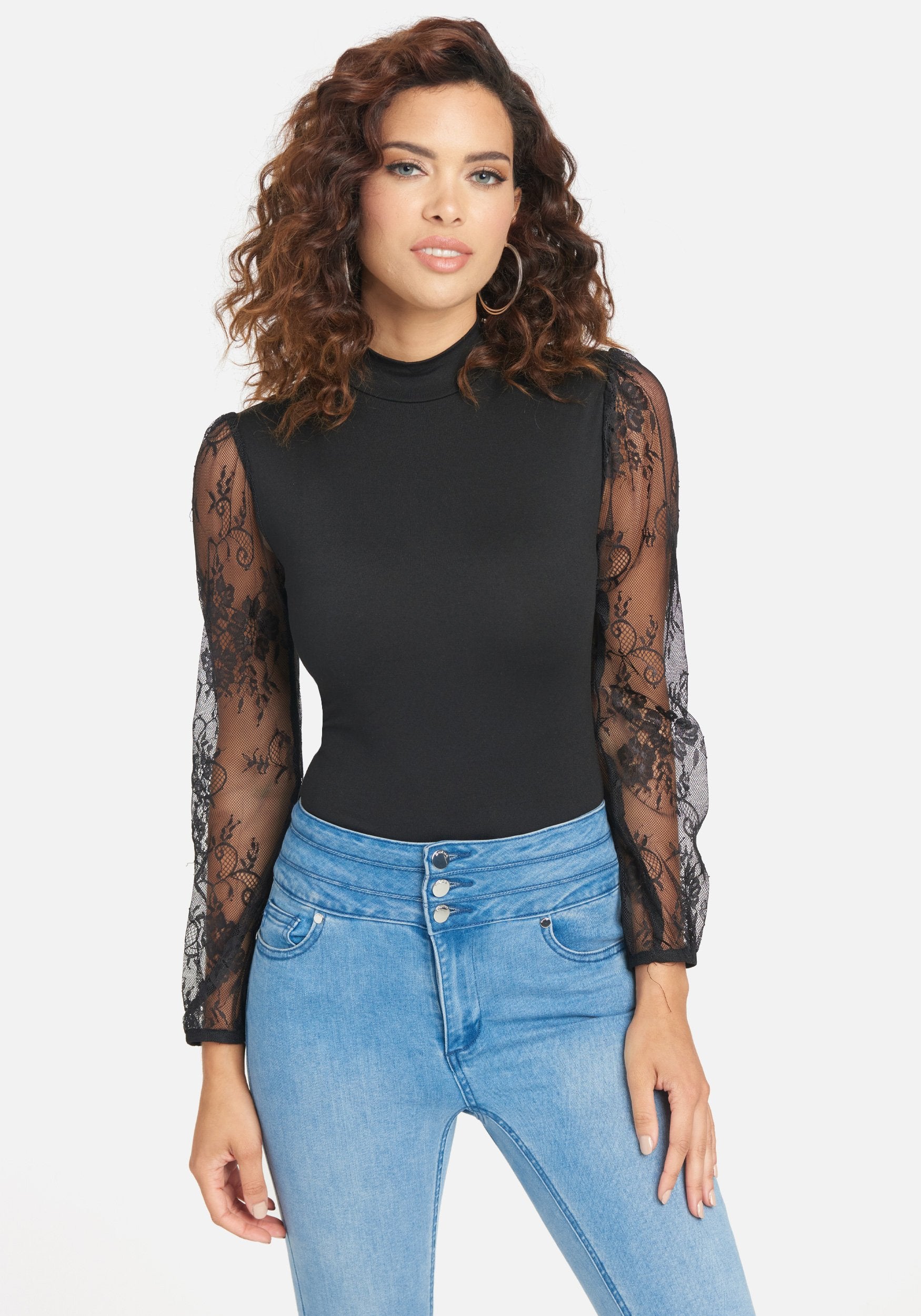 Lace Sleeve Yummy Knit Top