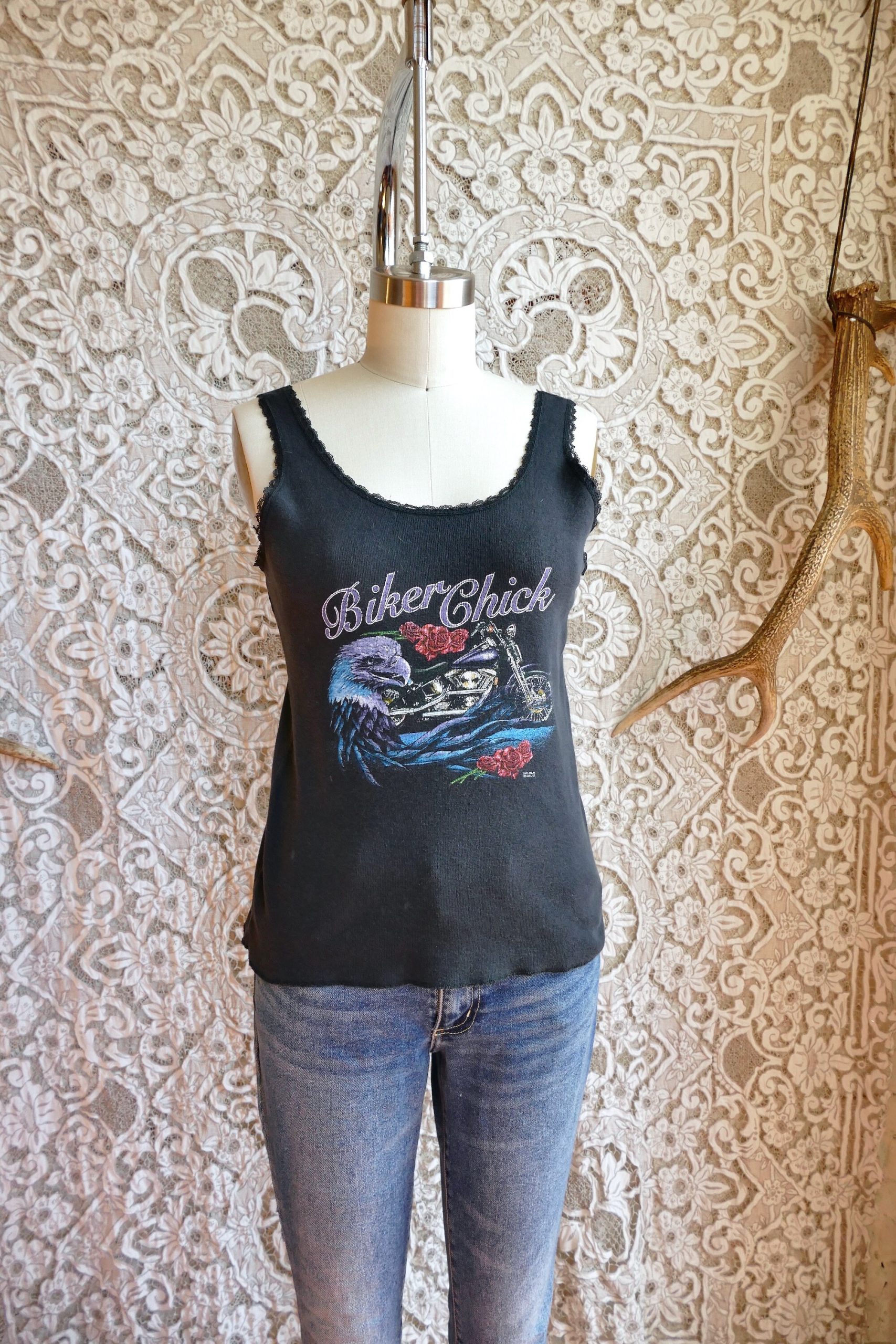 Lace Trim Biker Tank Top