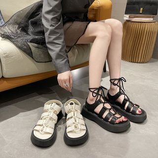 Lace-Up Platform Gladiator Sandals