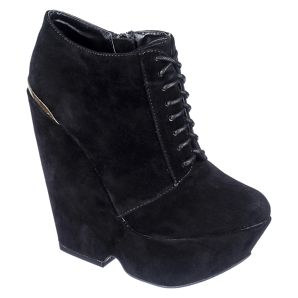 Lace-Up Wedge Boot Porter-06 Black