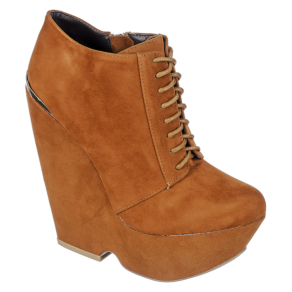 Lace-Up Wedge Boot Porter-06 Chestnut