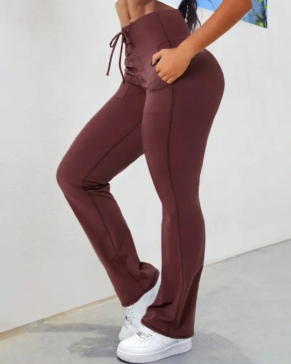 Lace-up Quick Dry Active Flared Pants