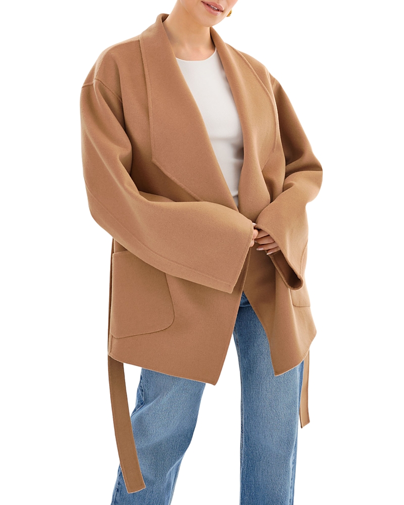 Lamarque Mekia Belted Double-Face Wool Oversized Wrap Coat