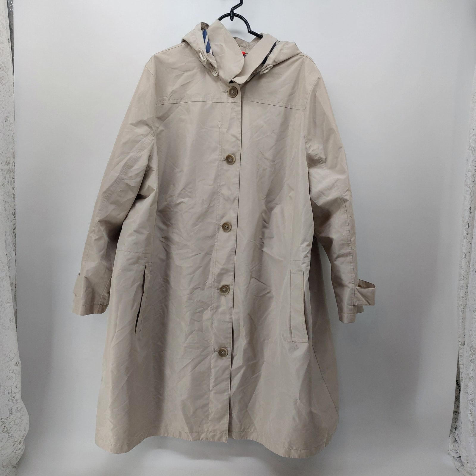 Lands End Lands' End Beige Hooded Trench Coat Jacket Size 3X 24W-26W, Women's