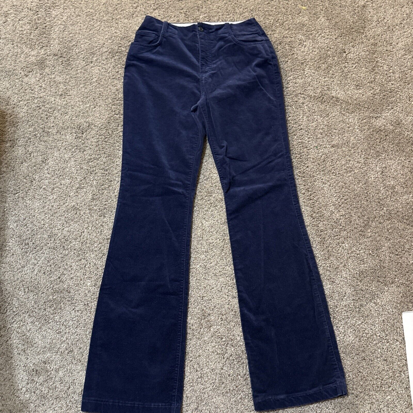 Lands End Lands' End Womens 8 Tall Corduroy Pants Velvet Bootcut Flare in Blue (Size 30)