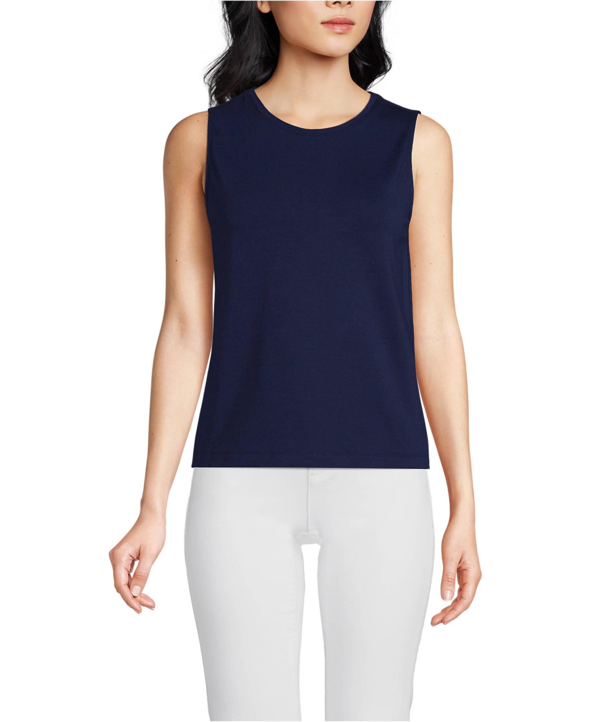 Lands' End Women's Lightweight Jersey Tank Top - Deep sea navy