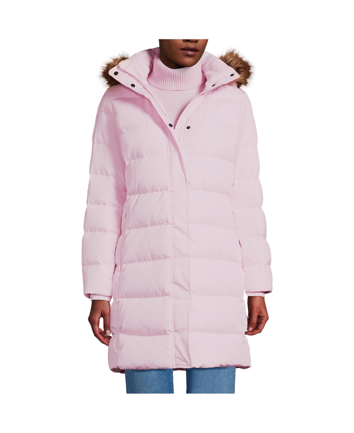 Lands' End Women's Max 600 Down Puffer Coat - Pink frost