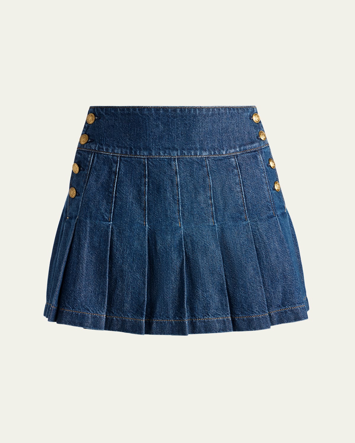 Lanna Pleated Denim Mini Skirt