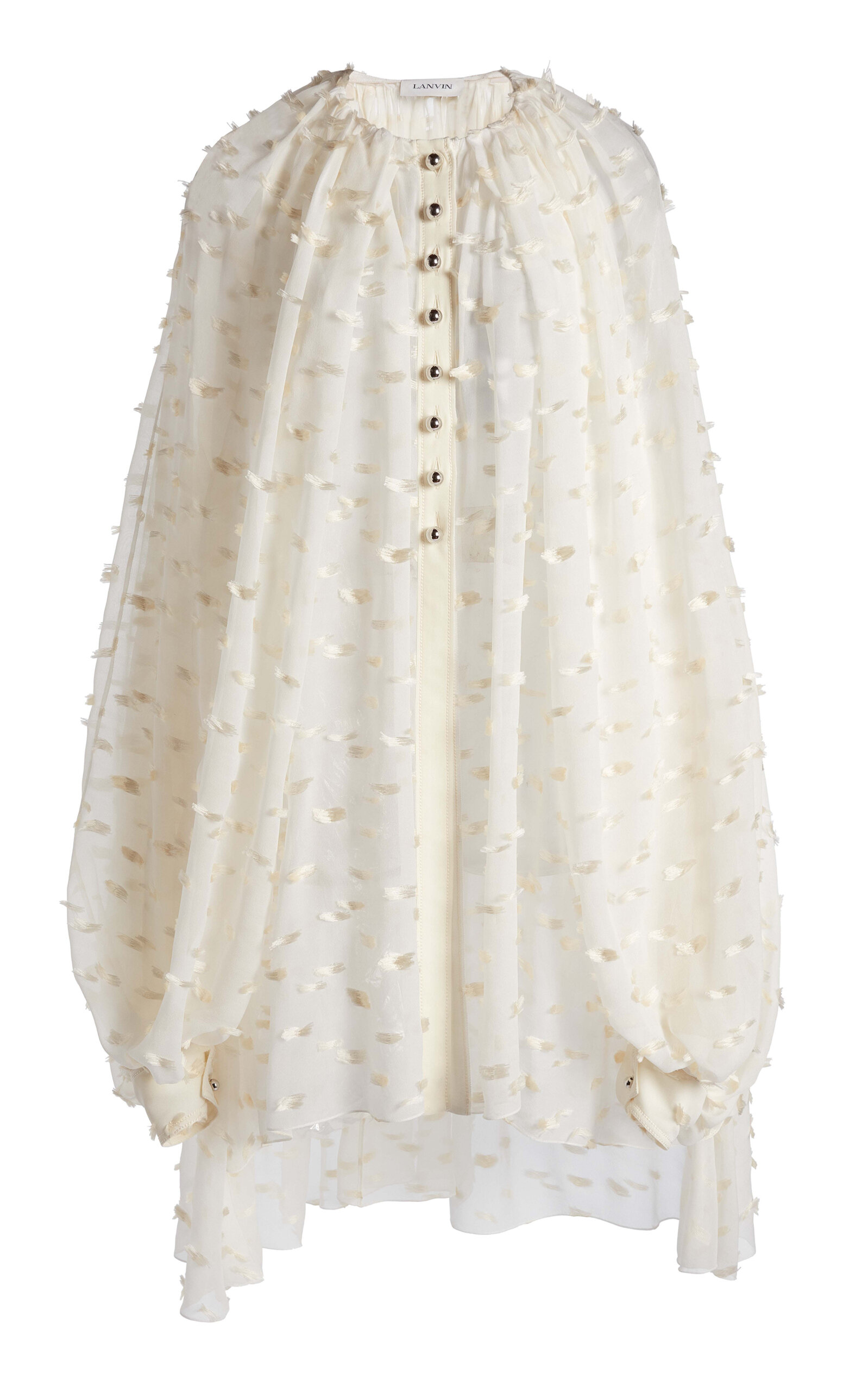 Lanvin - Puff-Sleeve Silk Tunic Top - White - FR 38 - Only At Moda Operandi